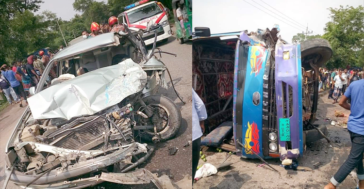 প্রাইভেটকার-বাসের মুখোমুখি সংঘর্ষে প্রাণ গেল মা-ছেলের