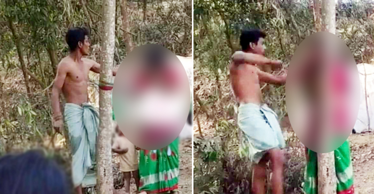 সুদের টাকা না দেয়ায় নারীকে গাছে বেঁধে নির্যাতন