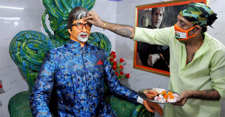 দেবতার আসনে অমিতাভ, পূজা দিয়ে সুস্থতা চাইলেন ভক্তরা
