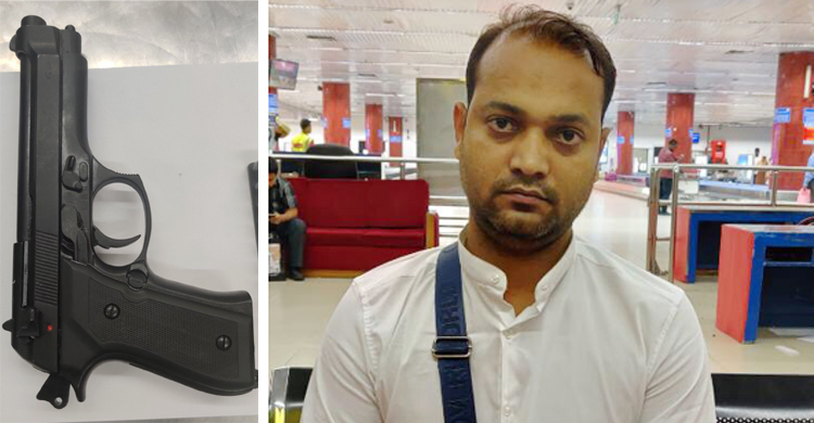 শাহজালালে অস্ত্র ও ১০০ রাউন্ড গুলিসহ যাত্রী আটক