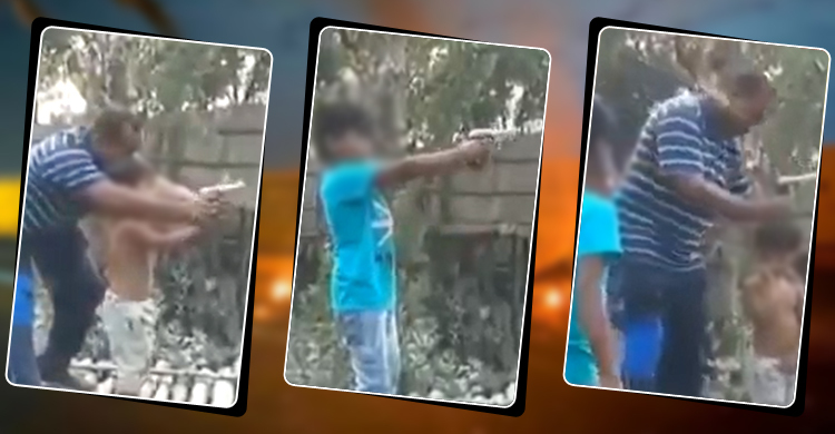 সন্তানকে অস্ত্র চালানো শেখাচ্ছেন বাবা, ভিডিও ভাইরাল!