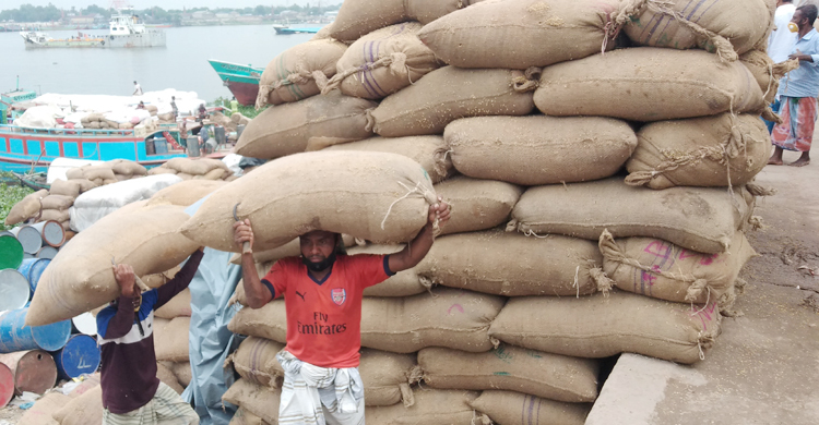 ভৈরবে হাজার হাজার মণ ধান পড়ে আছে নদীর পাড়ে
