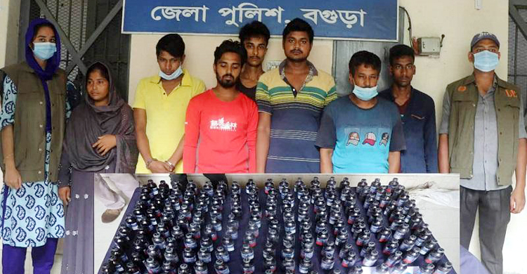 বাসের টেলিভিশন বক্সে ১৫০ বোতল ফেনসিডিল, গ্রেফতার ৭