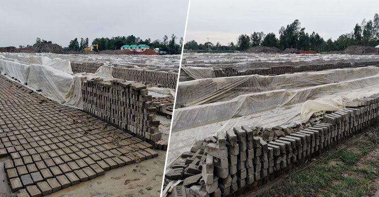 হঠাৎ বৃষ্টিতে ১৪ কোটি টাকার কাঁচা ইট নষ্ট