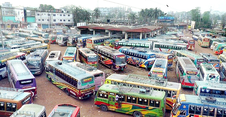 সিরাজগঞ্জে বাস চলাচল বন্ধ