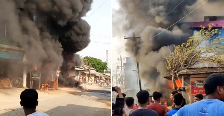 বড়াইগ্রামে ব্যাংক ও ব্যবসা প্রতিষ্ঠানে আগুন, কোটি টাকার ক্ষতি