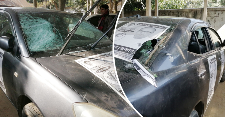 বিএনপি প্রার্থীর গাড়ি-মাইক ভাঙচুরের অভিযোগ