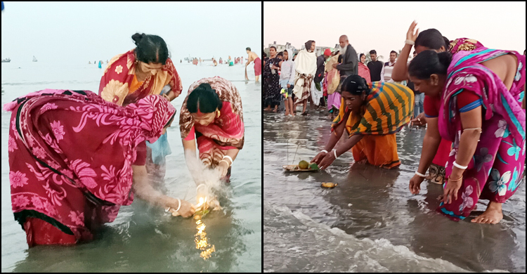 সমুদ্রস্নানের মধ্যদিয়ে শেষ হলো রাস পূজা