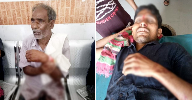 জমির বিরোধে বাবা-ছেলেকে কুপিয়ে জখম