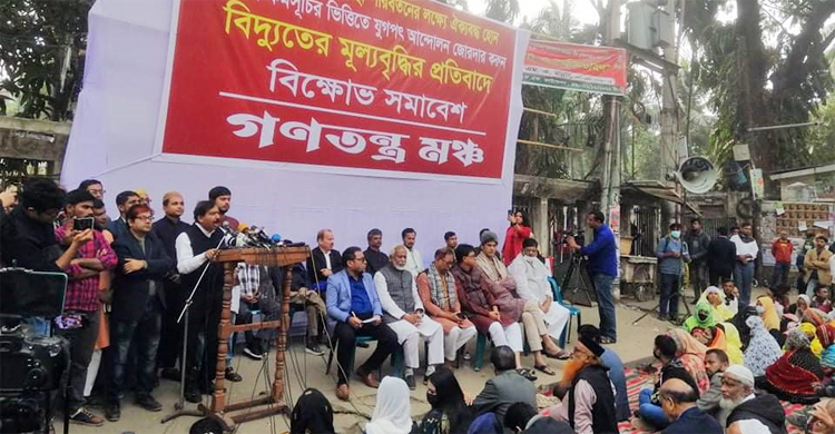 গণতন্ত্র মঞ্চের বিক্ষোভ সমাবেশ শুরু