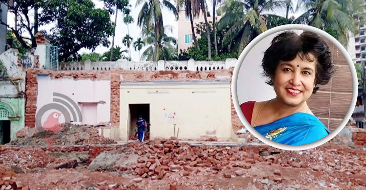তসলিমা নাসরিনের বাড়ি অক্ষত, ভবনের কাজ চলছে ভাইয়ের অংশে