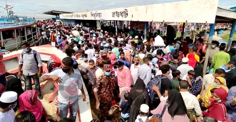 শিমুলিয়া-বাংলাবাজারে উভয়মুখী যাত্রীর চাপ বাড়ছে