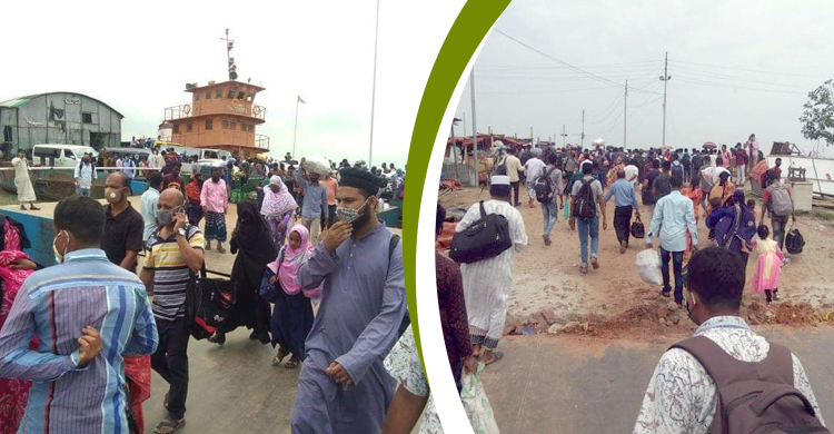 শিমুলিয়ায় কর্মস্থলমুখী মানুষের ঢল, দুর্ভোগের শেষ নেই