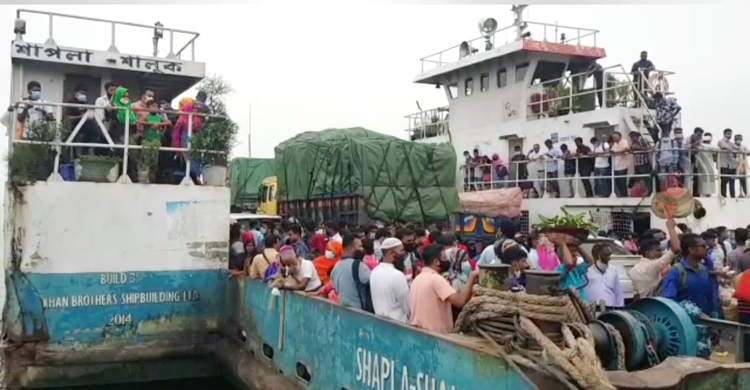 দৌলতদিয়ায় গাড়ির চাপ থাকলেও নেই ভোগান্তি