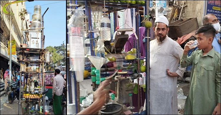 চাহিদা বেড়েছে রাসেলের মেশিনে বানানো শরবত-পিঠার