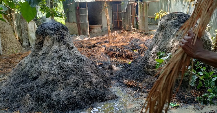 পাওনা টাকার চাপে পালিয়েছেন দেনাদার, খড়ের গাদায় আগুন