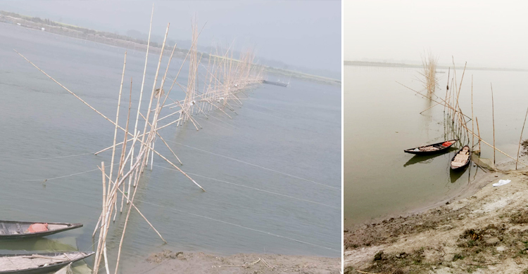 নদীর বুকে আড়াআড়ি বাঁধ, বিপাকে গরিব জেলেরা