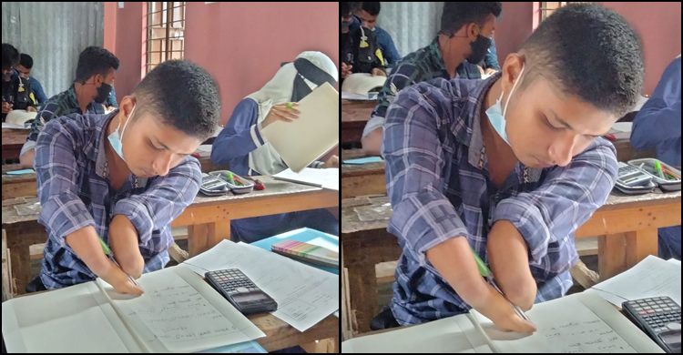 দুই হাতে আঙুল নেই, এসএসসি পরীক্ষায় অদম্য মোবারক