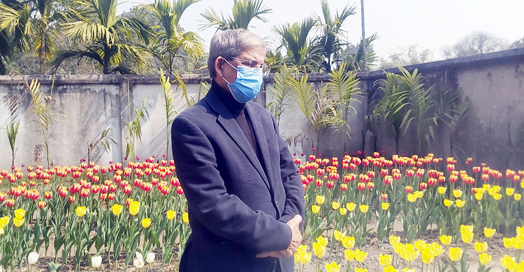 টিউলিপ বাগান দেখতে সপরিবারে তেঁতুলিয়ায় ফখরুল