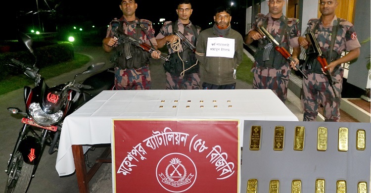 চুয়াডাঙ্গায় ১২টি স্বর্ণের বারসহ চোরাকারবারি আটক