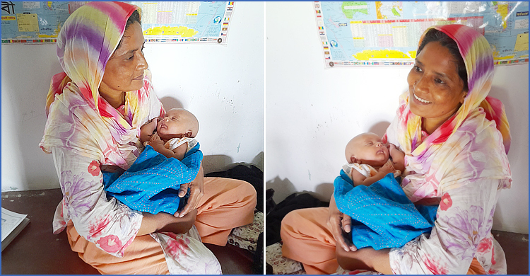 ৩০ দিনের শিশু নিয়ে পরীক্ষার আসনে মা