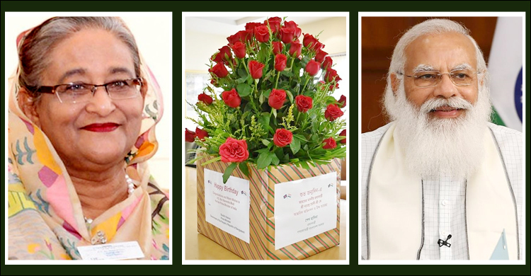 জন্মদিনে মোদীকে ৭১টি লাল গোলাপ পাঠালেন শেখ হাসিনা