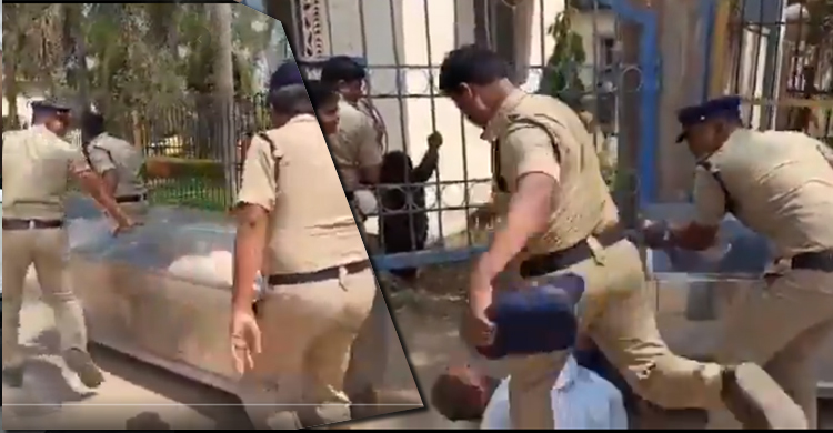 ভারত: মেয়ের লাশ ধরে কাঁদছেন বাবা, লাথি মারছে পুলিশ (ভিডিও)
