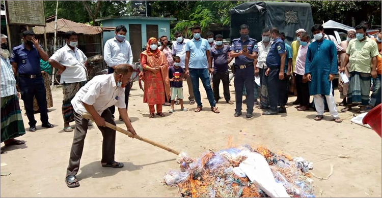 শাজাহানপুরে ৩ ব্যবসায়ীর জরিমানা, ৫০ হাজার মিটার কারেন্ট জাল জব্দ