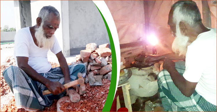 সকালে ইট ভেঙে বিকেলে পিঠা বেচে সংসার চলে সত্তরোর্ধ্ব সুবুর