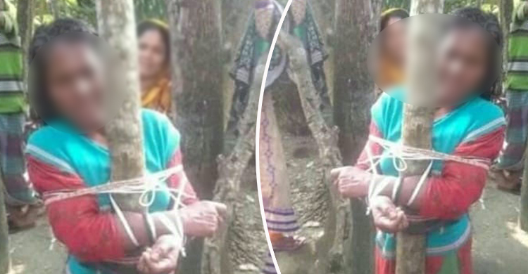 বাড়িতে ছাগল যাওয়ায় নারীকে গাছে বেঁধে নির্যাতন