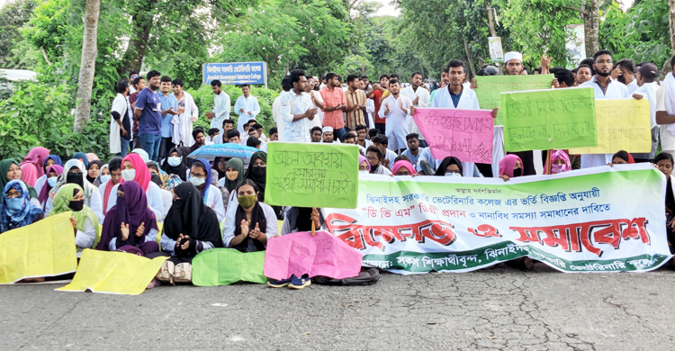 ঝিনাইদহ-চুয়াডাঙ্গা সড়ক অবরোধ করে শিক্ষার্থীদের বিক্ষোভ
