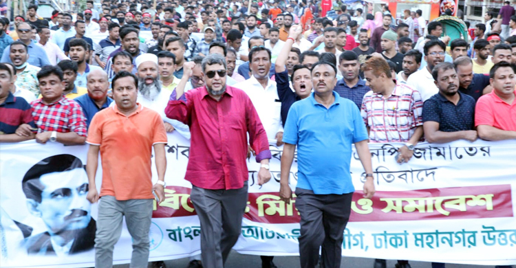 সন্ত্রাস ও নৈরাজ্যের প্রতিবাদে যুবলীগের বিক্ষোভ সমাবেশ
