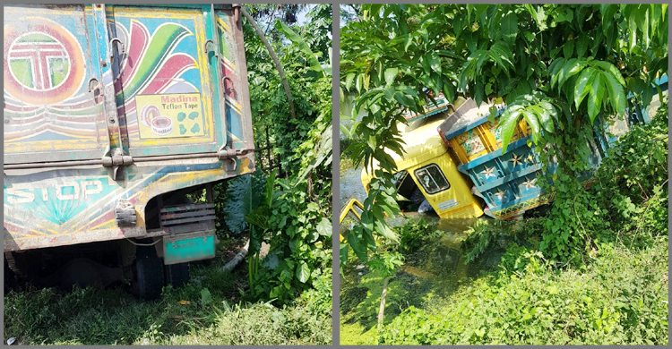 ট্রাকের ধাক্কায় ডোবায় মাহেন্দ্রা, নিহত ৪