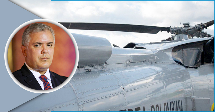 কলম্বিয়ান প্রেসিডেন্টকে বহনকারী হেলিকপ্টারে গুলি