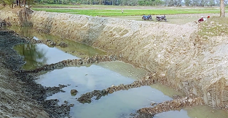 লক্ষ্মীপুরে খালের মাটি কেটে ইটভাটায় বিক্রি