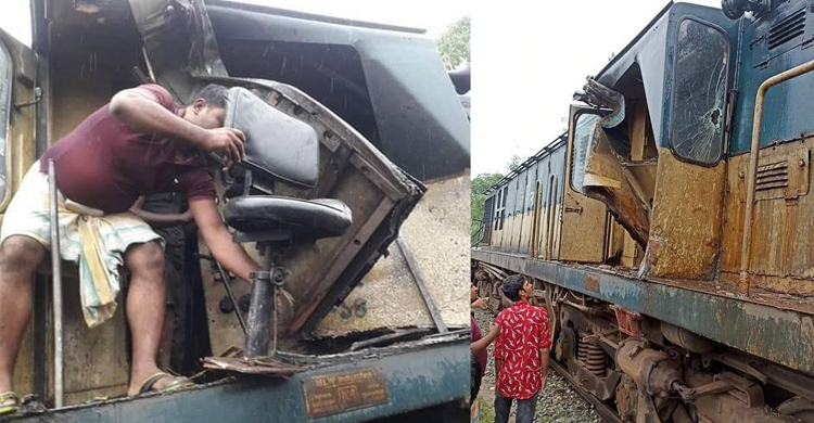 ট্রেন-ট্রাকের সংঘর্ষ, লাফিয়ে প্রাণে বাঁচলেন চালক-হেলপার