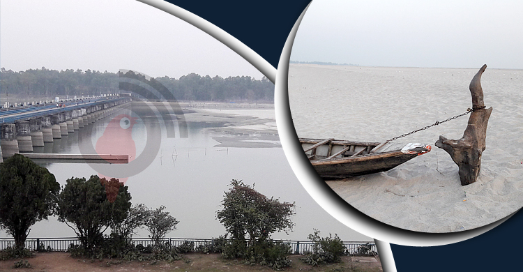 খাঁ খাঁ করছে তিস্তা ব্যারাজ