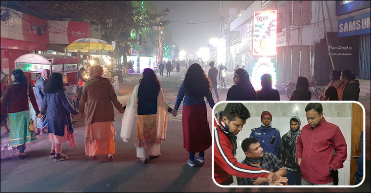 মেয়েদের সহযোগিতা করতে গিয়ে নাক ফাটল পুলিশ কর্মকর্তার