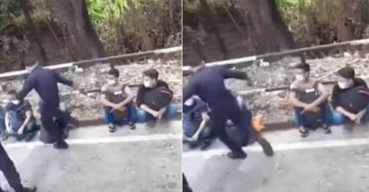 মালয়েশিয়ায় বিদেশি কর্মীকে পুলিশের লাথি!