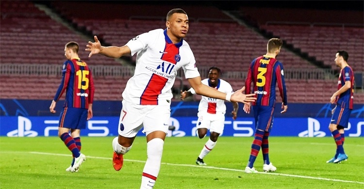 Mbappe hat-trick stuns Barca to put PSG in sight of quarter-finals