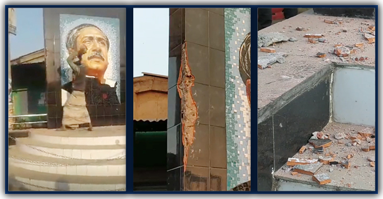 এবার ঠাকুরগাঁওয়ে ইট দিয়ে বঙ্গবন্ধুর ম্যুরাল ভাঙচুর