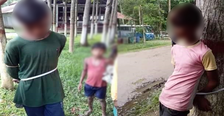 মোবাইল চুরির অভিযোগে দুই শিশুকে গাছের সঙ্গে বেঁধে নির্যাতন