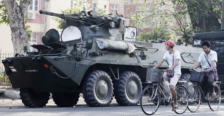 Myanmar coup: Troops on the streets as internet cut off