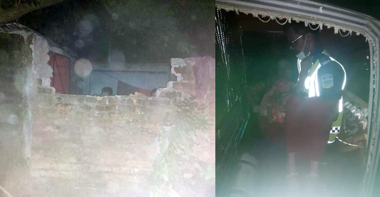 মধ্যরাতে বাথরুমের দেয়াল ভেঙে অসুস্থ গৃহবধূকে হাসপাতালে নিলো পুলিশ