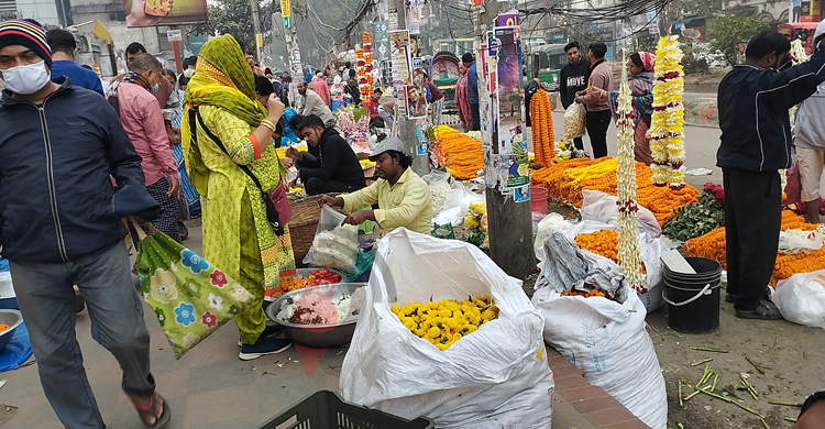 বাহারি ফুলে ভরে যায় ফুটপাত