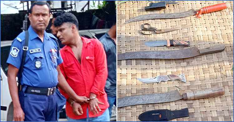 দেশীয় অস্ত্রসহ ‘পিচ্চি মিজানকে’ পুলিশে দিলো এলাকাবাসী