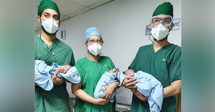 করোনার ভয়কে জয় করে একসঙ্গে তিন সন্তান জন্ম দিলেন মা