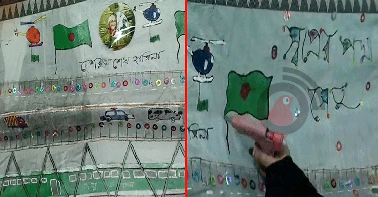 পুঁতি-সুতায় পদ্মা সেতু আঁকা শাড়ি প্রধানমন্ত্রীকে দিতে চান কলি