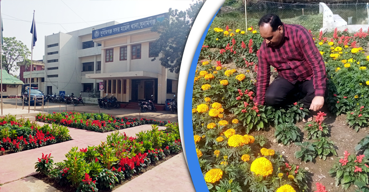 নিজের বেতনের টাকায় থানায় বাগান করলেন ওসি