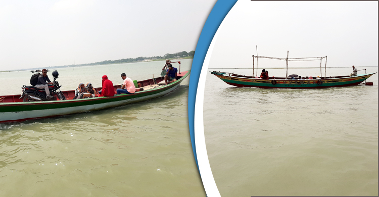 ফেরি বন্ধ : তারপরও নৌকা-ট্রলারে ঝুঁকি নিয়ে পদ্মা পার